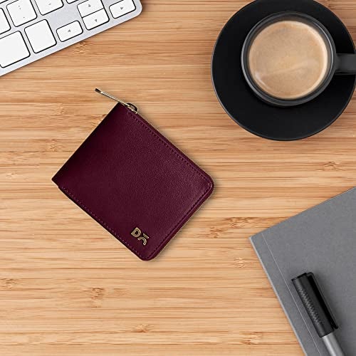 DailyObjects Burgundy Women's Zip Wallet | Made with Vegan Leather Material | Carefully Handcrafted | Holds up to 8 Cards | Slim and Easy to Fit in Pocket | Coin Pocket with Button Closure - Image 5