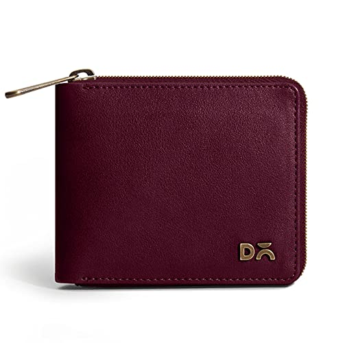DailyObjects Burgundy Women's Zip Wallet | Made with Vegan Leather Material | Carefully Handcrafted | Holds up to 8 Cards | Slim and Easy to Fit in Pocket | Coin Pocket with Button Closure - Image 1