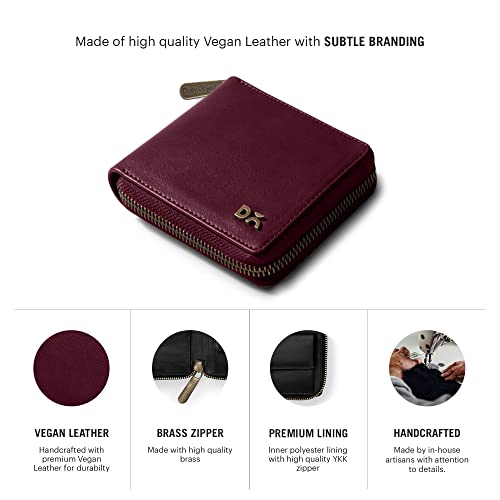 DailyObjects Burgundy Women's Zip Wallet | Made with Vegan Leather Material | Carefully Handcrafted | Holds up to 8 Cards | Slim and Easy to Fit in Pocket | Coin Pocket with Button Closure - Image 3