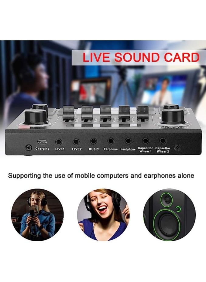 Generic - V9 Live Sound Card With BM800 Microphone Full Set Bluetooth Accompaniment Audio Mixer with Sound Effects - Image 1