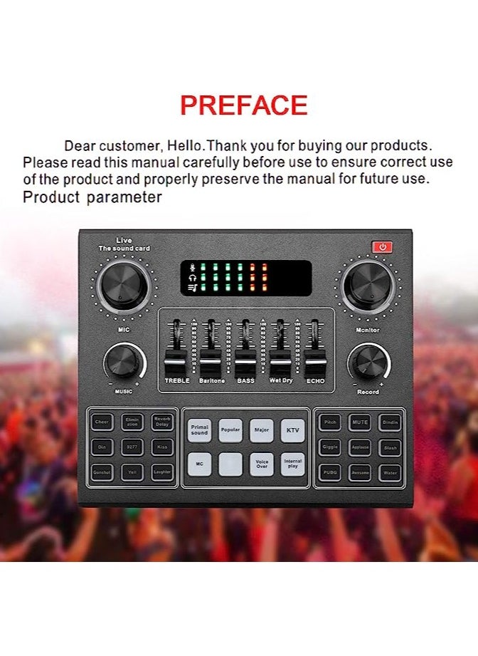 Generic - V9 Live Sound Card With BM800 Microphone Full Set Bluetooth Accompaniment Audio Mixer with Sound Effects - Image 1