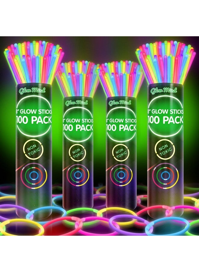 Glow Mind 400 Ultra Bright Glow Sticks Bulk - Halloween Glow In The Dark Party Supplies Pack - 8" Glowsticks Easter Party Favors With Bracelets And Necklaces  - Image 1