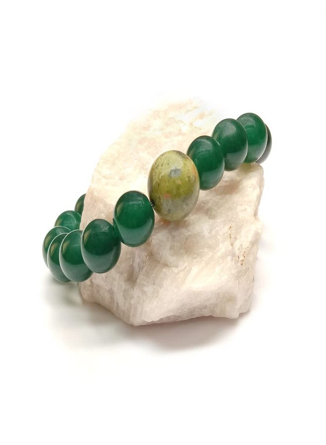 Chitshakti Lab Certified Green Jade Bracelet | Unisex both for Men & Women | 18beads Stretchable Bracelet with Unakite Stone | Natural Crystal Healing Stone - Image 3