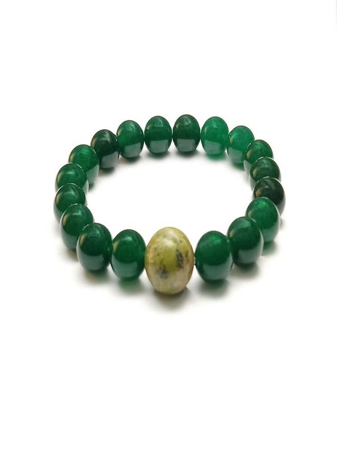 Chitshakti Lab Certified Green Jade Bracelet | Unisex both for Men & Women | 18beads Stretchable Bracelet with Unakite Stone | Natural Crystal Healing Stone - Image 2