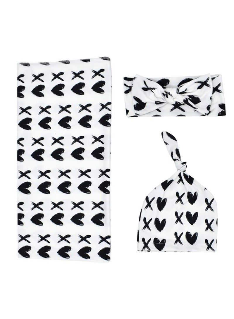 Y&D Hospital Swaddle Sack Hat Set Receiving Blanket for Newborns Baby Perfect Girls and Boys Black Dots  - Image 1