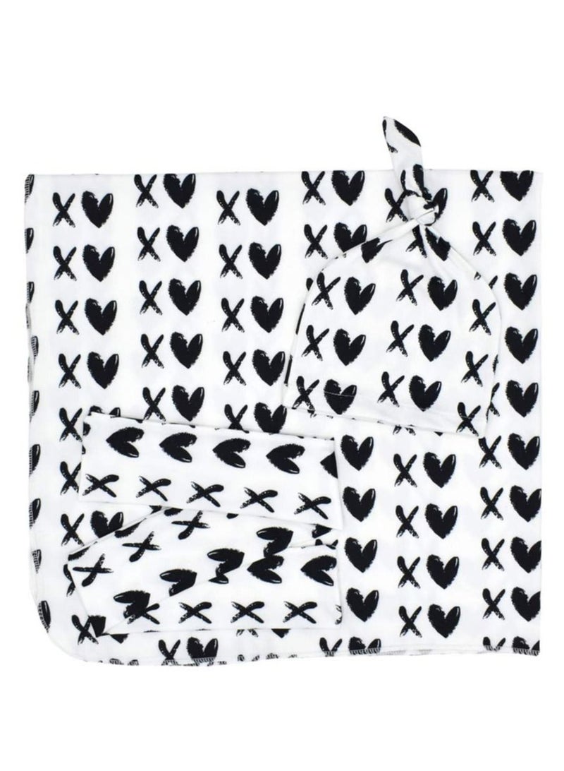 Y&D Hospital Swaddle Sack Hat Set Receiving Blanket for Newborns Baby Perfect Girls and Boys Black Dots  - Image 4