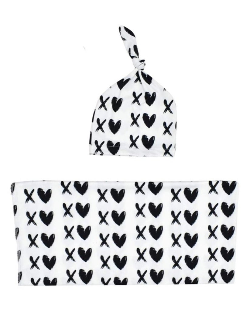 Y&D Hospital Swaddle Sack Hat Set Receiving Blanket for Newborns Baby Perfect Girls and Boys Black Dots  - Image 2