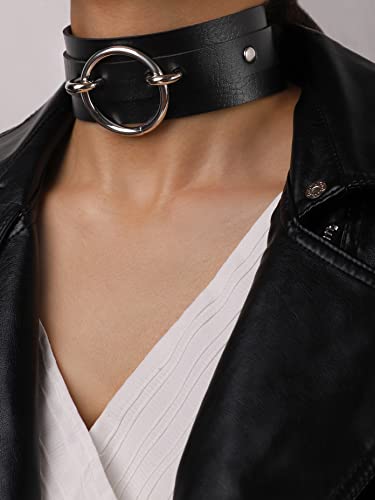 Sacina Gothic Punk Spiked Choker Necklace, Black PU Leather Choker, Goth Punk Jewelry Gift for Women, Men, Halloween Christmas New Year Gift - Image 2