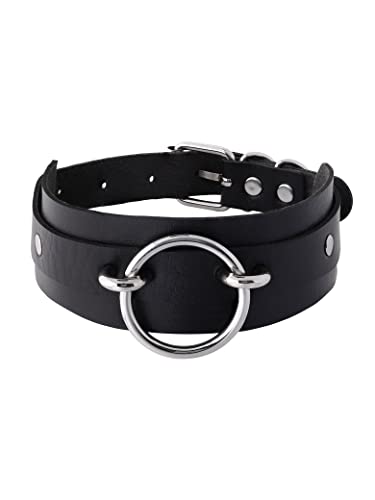 Sacina Gothic Punk Spiked Choker Necklace, Black PU Leather Choker, Goth Punk Jewelry Gift for Women, Men, Halloween Christmas New Year Gift - Image 1