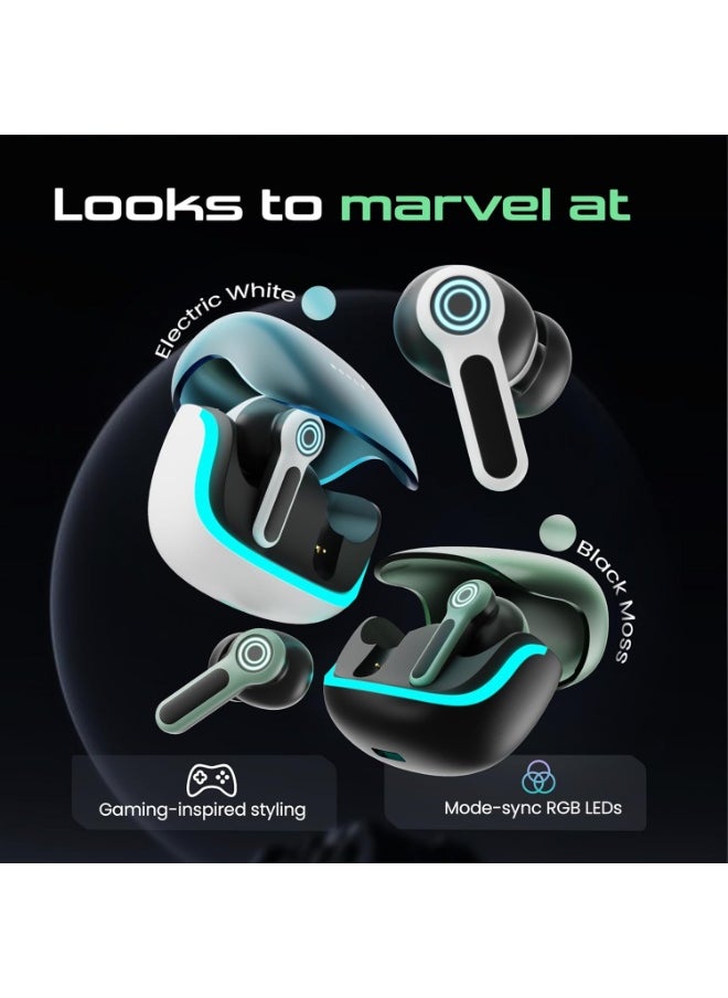 Boult Audio - Boult Audio Z40 Gaming in Ear Earbuds with 60H Playtime, 40ms Ultra Low Latency, Quad Mic ENC, Fast Pairing, Breathing LEDs, Type-C Fast Charging, BTv 5.4, Made in India, Earbuds TWS (Black Moss) - Image 1
