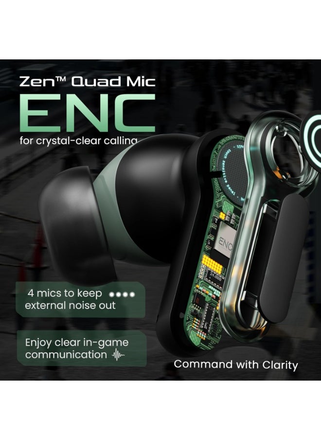 Boult Audio - Boult Audio Z40 Gaming in Ear Earbuds with 60H Playtime, 40ms Ultra Low Latency, Quad Mic ENC, Fast Pairing, Breathing LEDs, Type-C Fast Charging, BTv 5.4, Made in India, Earbuds TWS (Black Moss) - Image 1