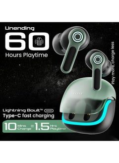 Boult Audio Z40 Gaming in Ear Earbuds with 60H Playtime, 40ms Ultra Low Latency, Quad Mic ENC, Fast Pairing, Breathing LEDs, Type-C Fast Charging, BTv 5.4, Made in India, Earbuds TWS (Black Moss)