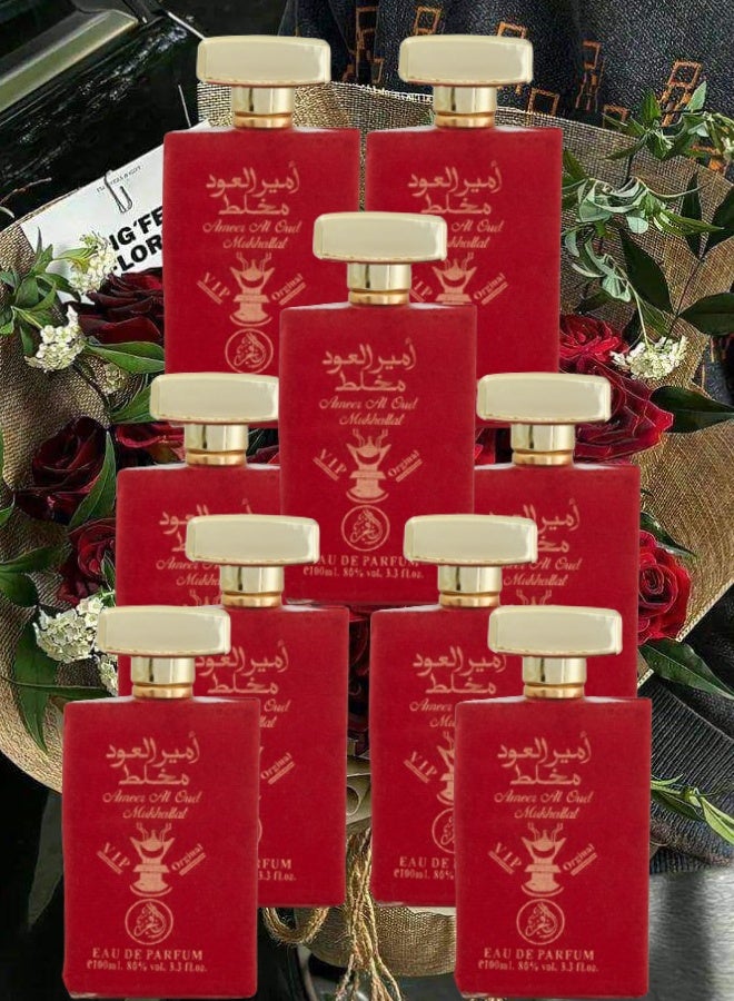 ALFAKHR 9 Pieces Ameer Al Oud Mukhallat Perfume 100ML - Image 1