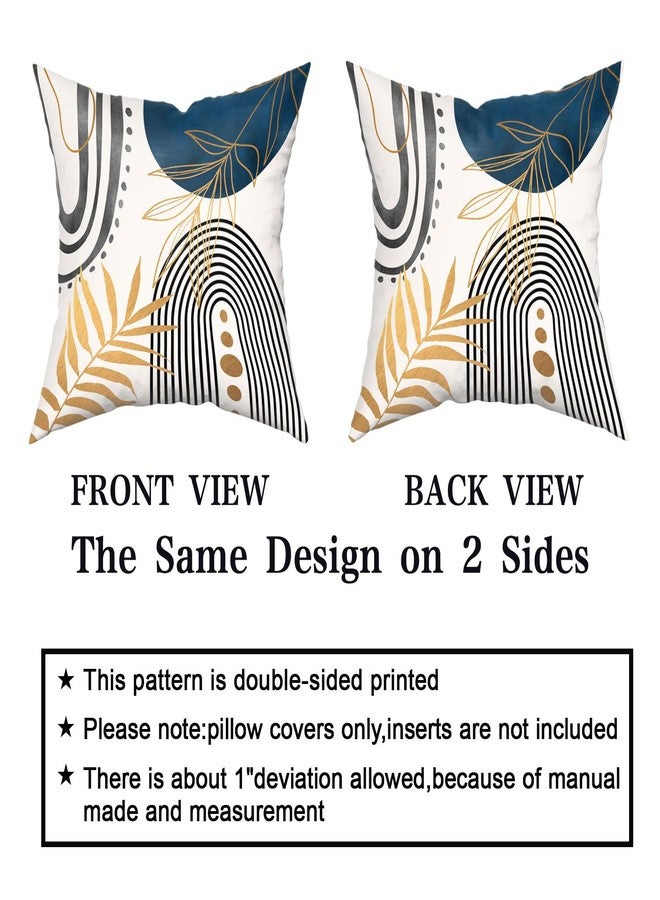 DZGlobal Blue and Grey Throw Pillows Boho Pillow Covers 18x18 Abstract Geometric Pillow Covers Mid Century Modern Decor for Sofa Bed Living Room Couch Set of 4 - Image 4