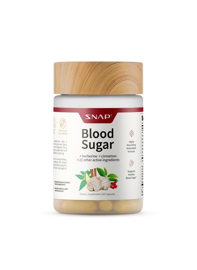SNAP SUPPLEMENTS Snap Supplements Blood Sugar Blend with Berberine, CoQ10, Cinnamon, Alpha Lipoic Acid and Gymnema to Support Healthy Blood Sugar, Metabolic Health and Energy, Sugar Free, 60 Capsules  - Image 1