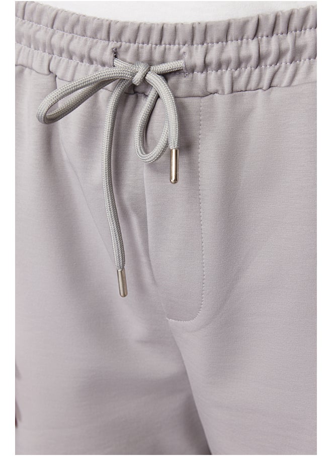 trendyol Gray Oversize/Wide-Fit Concealed Cord Elastic Waist Cargo Pocket Tag Shorts TMNSS24SR00018  - Image 5