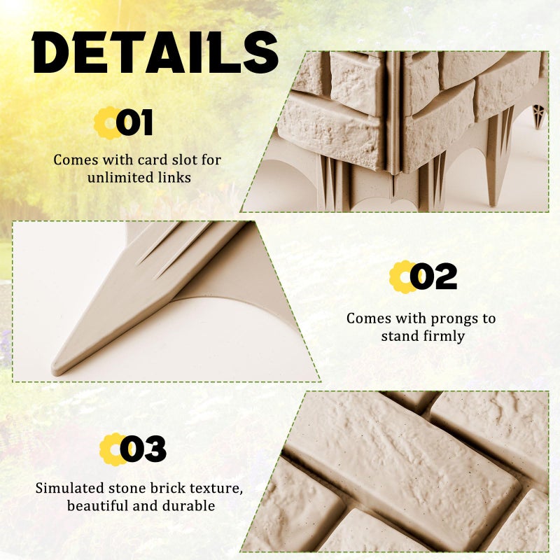 Landical بلوكات حائط احتفاظ رمادية من لاندكال 8 قطع، حواف حجرية مزيفة لتنسيق الحدائق، 17 × 13 بوصة، حواف حديقة، بلوكات حواف حديقة، سياج بلاستيكي لسرير الزهور، الفناء، العشب، الممرات - Image 3