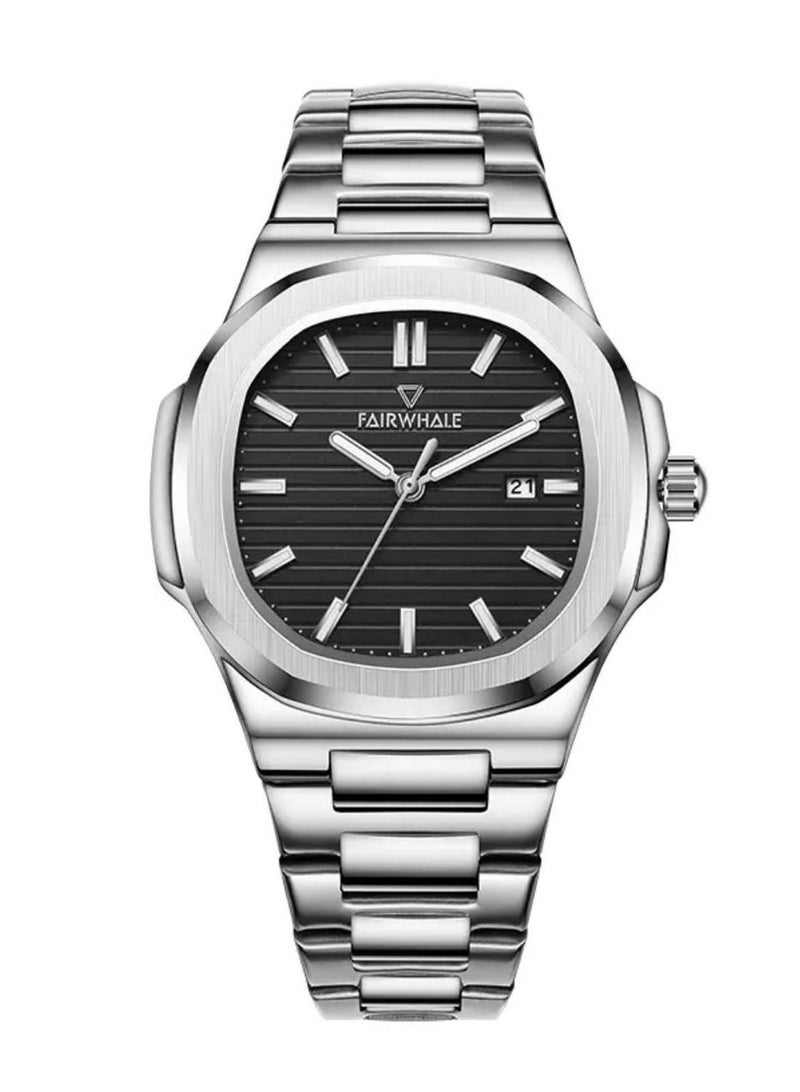 FAIR IIK Collection Men's Wrist Watch Silver Band with Black Dial