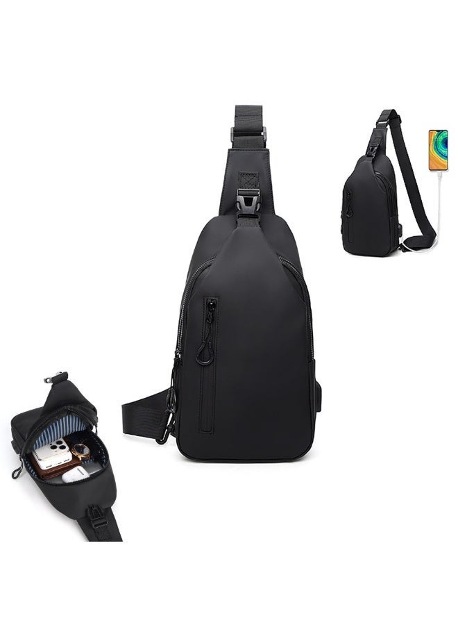 LEBOCADO Men's Slim Sling Crossbody Bag - Waterproof Chest Daypack with Integrated USB Power Port, Lightweight Shoulder Bag for Travel, Commuting and Daily Use - Image 1