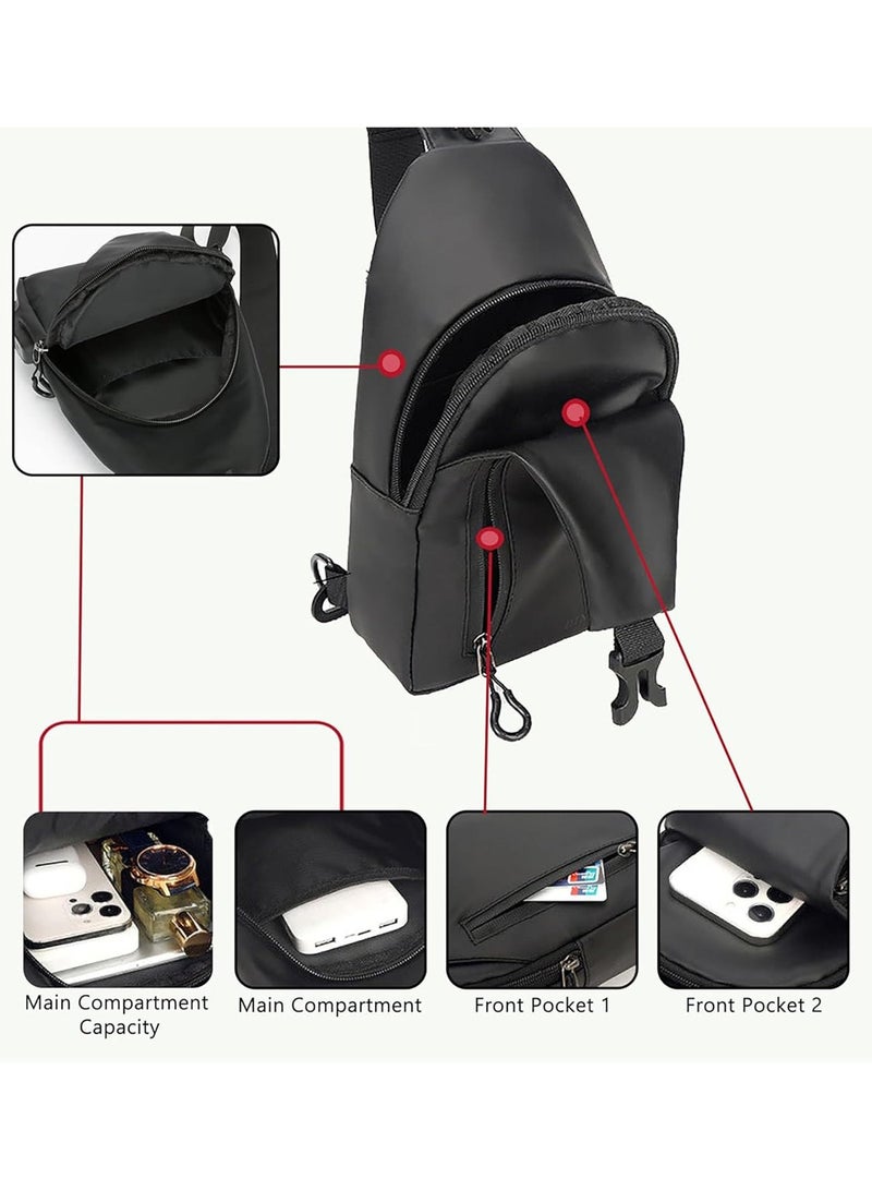 LEBOCADO Men's Slim Sling Crossbody Bag - Waterproof Chest Daypack with Integrated USB Power Port, Lightweight Shoulder Bag for Travel, Commuting and Daily Use - Image 4