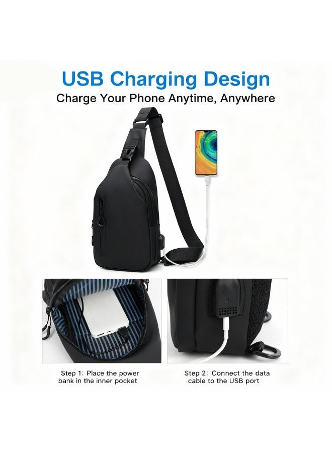 LEBOCADO Men's Slim Sling Crossbody Bag - Waterproof Chest Daypack with Integrated USB Power Port, Lightweight Shoulder Bag for Travel, Commuting and Daily Use - Image 3