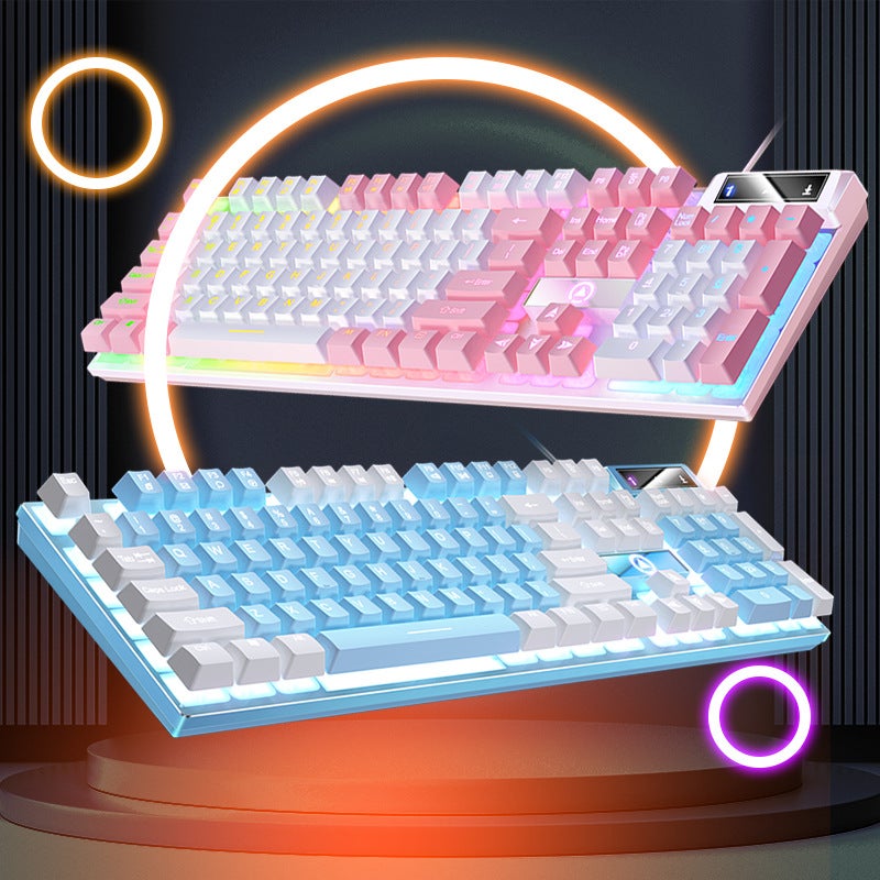 Silver Carved K500 Mechanical Feel Keyboard Usb Wired Computer Desktop Light Tone Office E-Sports Game Mouse Suit - Image 2