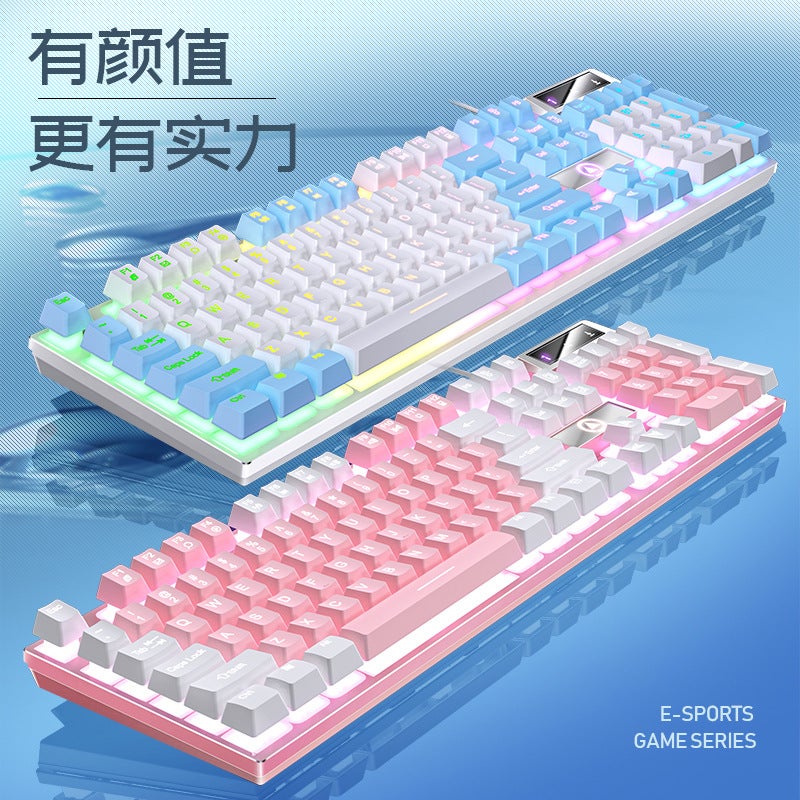 Silver Carved K500 Mechanical Feel Keyboard Usb Wired Computer Desktop Light Tone Office E-Sports Game Mouse Suit - Image 3
