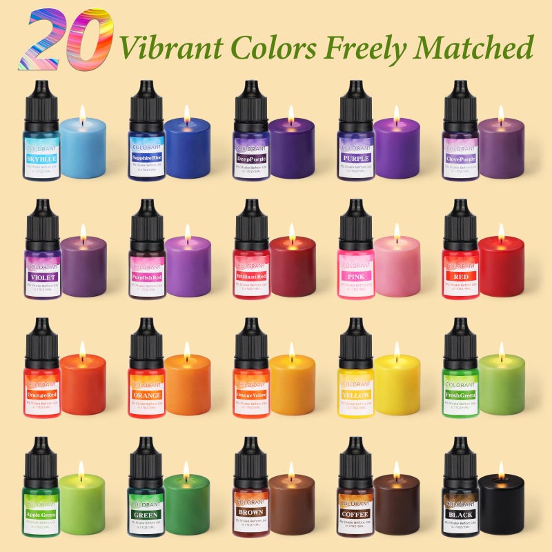 SAEUYVB Soy Wax for Candle Makingï¼Œ10 lbs Natural Soy Wax Pellets with 20 Color Liquid Dye, 20 Cotton Wicks,Complete Candle Making Supplies for Adults- Ideal for Home Decoration & DIY Gifts - Image 3