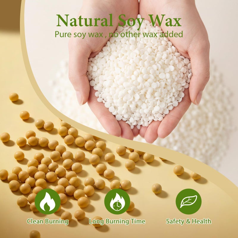 SAEUYVB Soy Wax for Candle Makingï¼Œ10 lbs Natural Soy Wax Pellets with 20 Color Liquid Dye, 20 Cotton Wicks,Complete Candle Making Supplies for Adults- Ideal for Home Decoration & DIY Gifts - Image 2