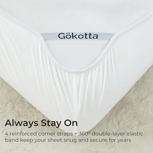 GOKOTTA King Size Sheets Set 4 Pcs,100% Rayon Derived from Bamboo,Cooling Sheets King Size for Hot Sleepers,16 Inch Deep Pocket King Sheets with Elastic Corner Straps, Silky Soft -Bright White - Image 4