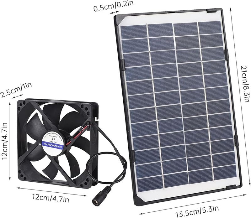 FILFEEL 6W 12V مروحة عادم شمسية صغيرة لتهوية بيت الحيوانات الأليفة، قن الدجاج، الدفيئة، السقيفة - Image 5