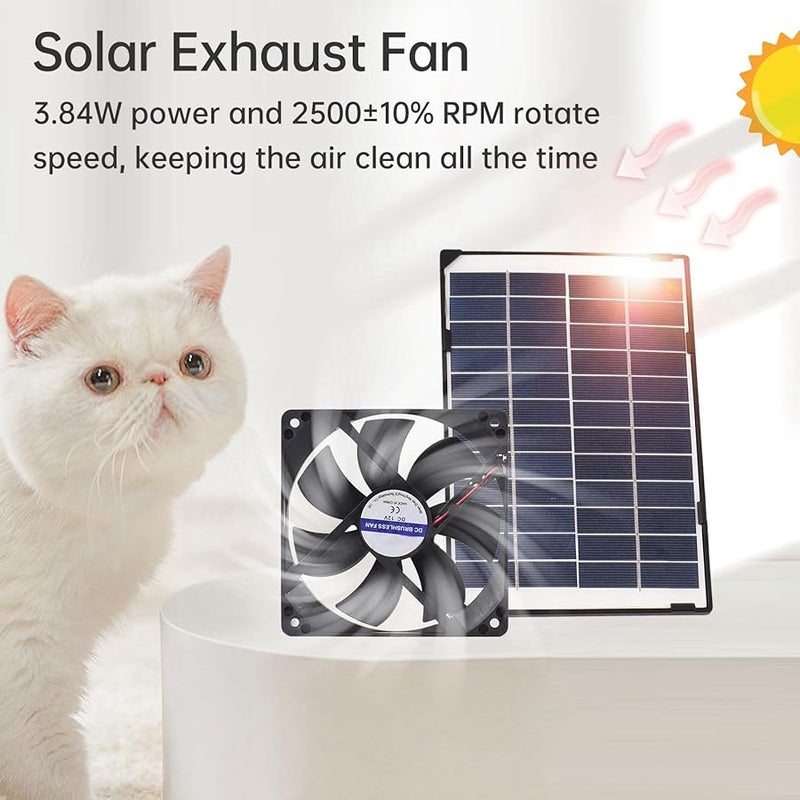 FILFEEL 6W 12V مروحة عادم شمسية صغيرة لتهوية بيت الحيوانات الأليفة، قن الدجاج، الدفيئة، السقيفة - Image 3