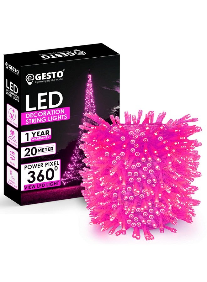Gesto أضواء LED الوردية من جيستو للتزيين - أضواء خيطية لتزيين المنزل، أضواء خرافية | أضواء تزيين عيد الميلاد، عيد الديوالي للشرفة | أضواء بكسل سلك نحاسي (20 متر | عبوة من 1) - Image 1