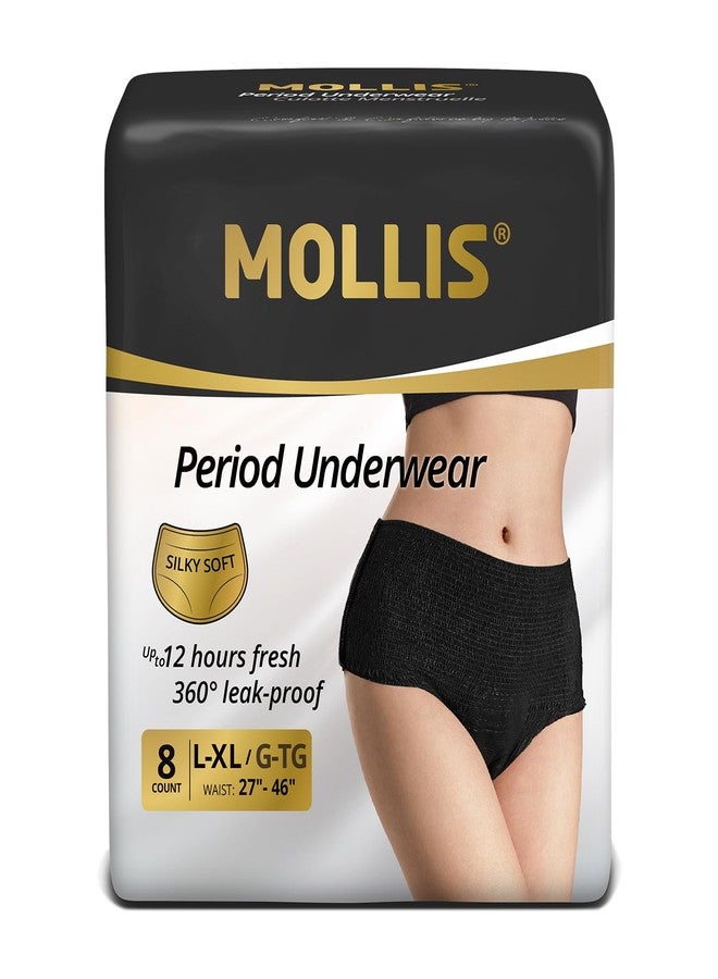 MOLLIS Disposable Period Underwear for Women, Postpartum Panties, Maternity Knickers Heavy Flow Leak Proof, Black, Large/X-Large, 8 Count - Image 1
