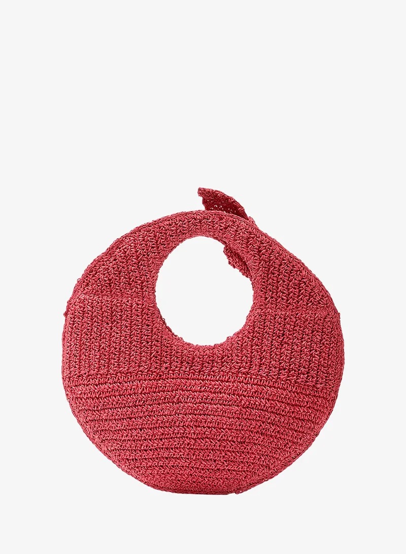 فرنش كونكشن Women's Light Red Brick Round Bowknot Shoulder Bag