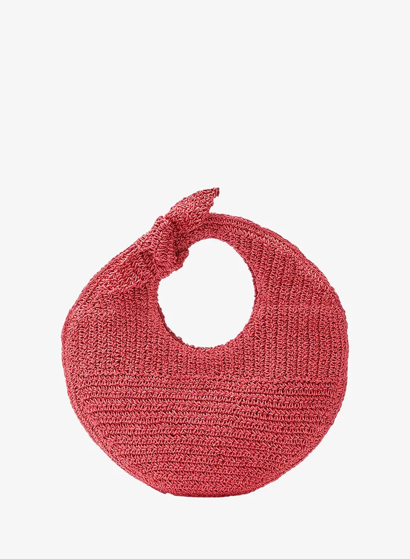 فرنش كونكشن Women's Light Red Brick Round Bowknot Shoulder Bag