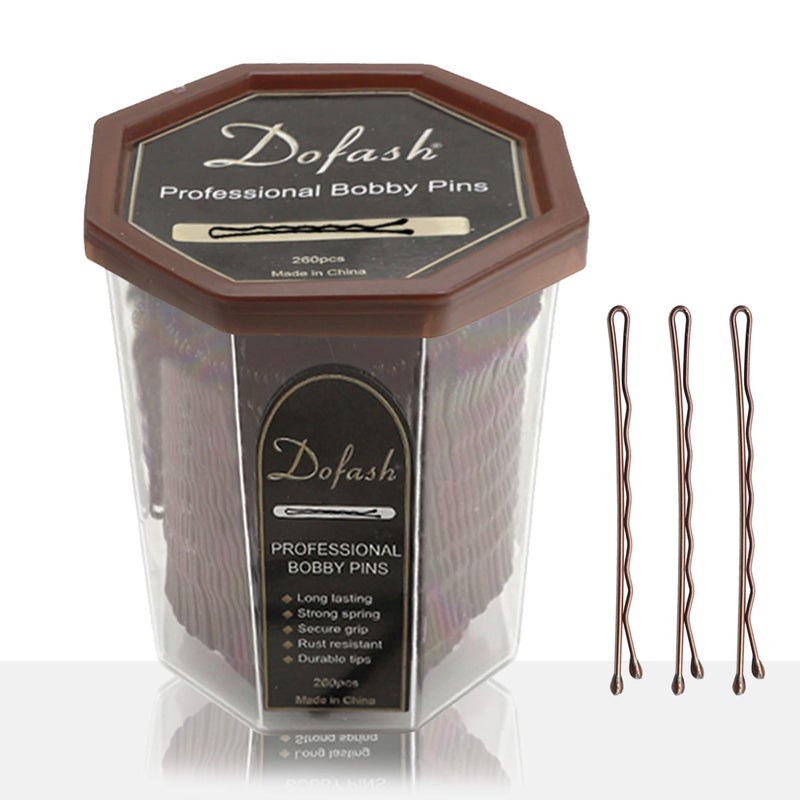 Dofash New Improved 260 PCS 5CM/2in Bobby Pins Work well to Keep Hairstyles in Place Bulk Strong Bobby Pins Brown for Hair Salon (Brown)