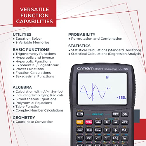 CATIGA CS229 Scientific Calculator with Graphics Functions, Multiple Modes with Intuitive User Interface for Beginners and Advanced Courses - Image 4