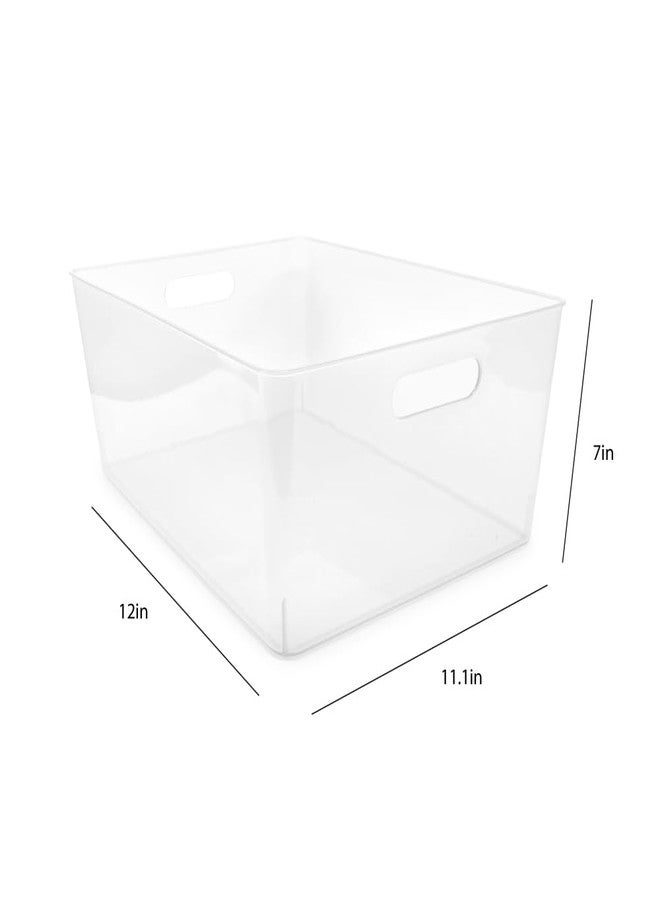 Isaac Jacobs 3-Pack XL Clear Storage Bins (12” L x 11.1” W x 7” H) with Cutout Handles, Plastic Organizer for Home, Office, Kitchen, Fridge/Freezer, Drawers, BPA Free, Food Safe (3-Pack, Extra-Large) - Image 2