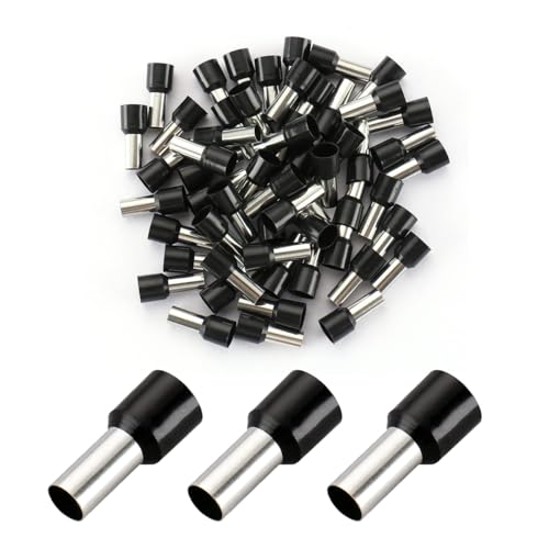 Baomain AWG 8/10.0mm² Wire Copper Crimp Connector Insulated Ferrule Pin Cord End Terminal E10-12 Pack of 100 (Black) - Image 1