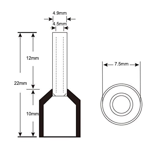 Baomain AWG 8/10.0mm² Wire Copper Crimp Connector Insulated Ferrule Pin Cord End Terminal E10-12 Pack of 100 (Black) - Image 5
