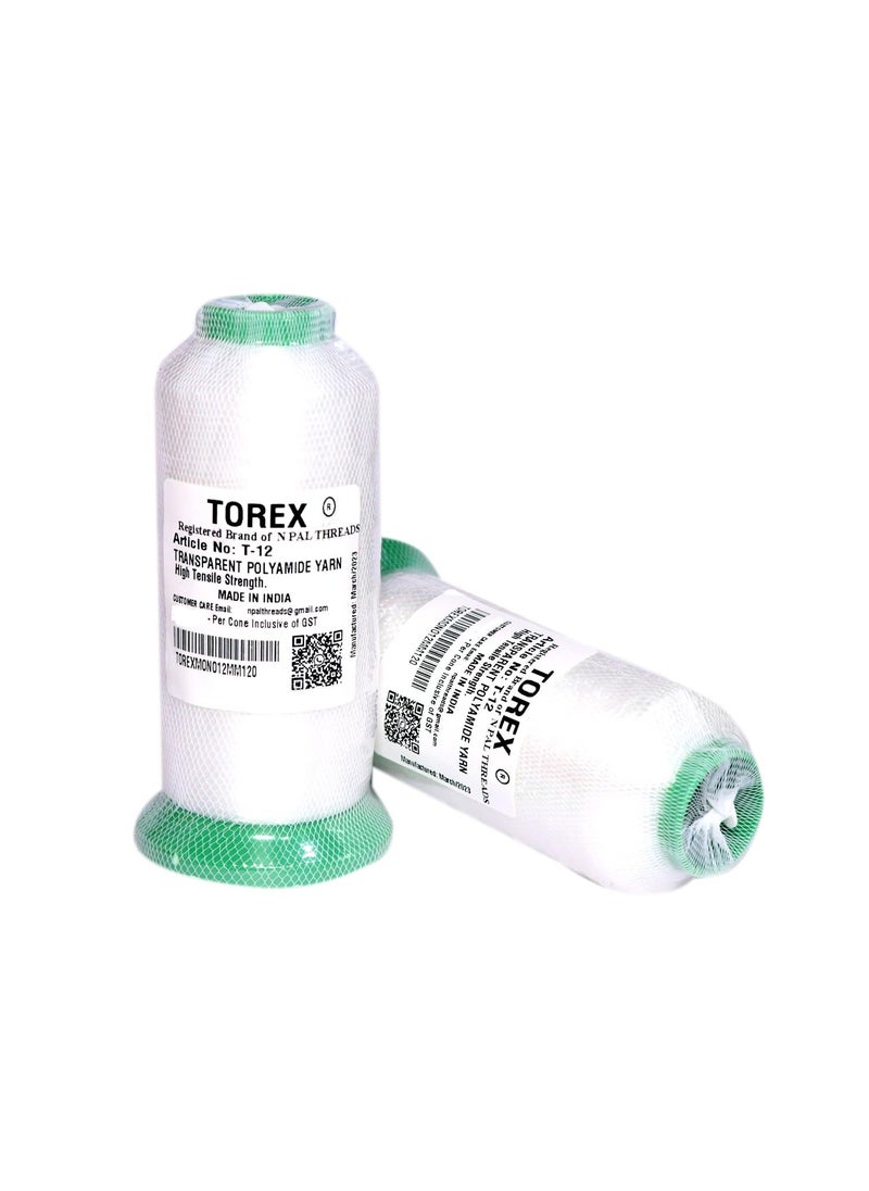 Torex TOREX� | Nylon Invisible Thread for Sewing Quilting - Fishing Line Monofilament Transparent Thread for Wigs Beading - Clear Thread (0.12mm Thread 10000 meter/10936 Yards 2pcs)  - Image 1