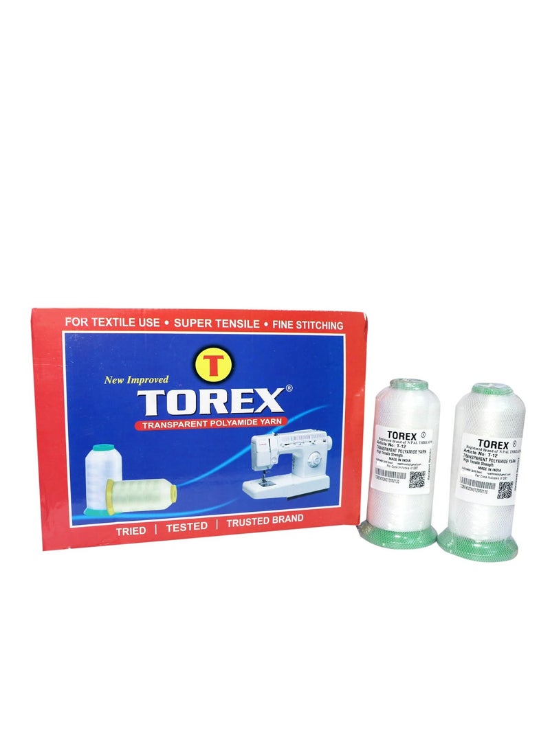 Torex TOREX� | Nylon Invisible Thread for Sewing Quilting - Fishing Line Monofilament Transparent Thread for Wigs Beading - Clear Thread (0.12mm Thread 10000 meter/10936 Yards 2pcs)  - Image 2