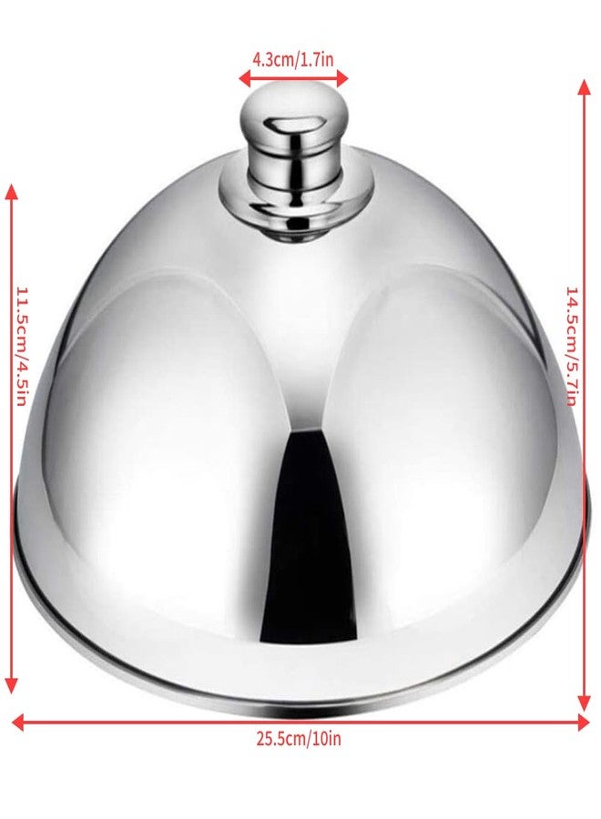 HAOHIZE Stainless Steel Basting Cover, Stainless Steel Cloche Food Cover Dome Serving Plate Dish Dining Dinner for Home Kitchen Restaurant Cafe 25.5cm/10 inches (Silver) - Image 2