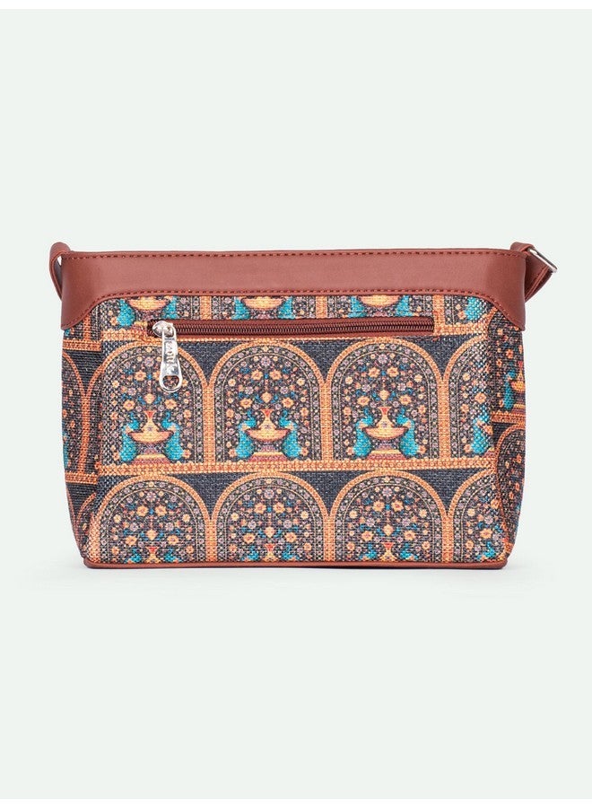 ZOUK حقيبة زوك هارموني سيلينغ | حقائب كروس بودي للنساء | حقائب يد نسائية | أنيقة | حقيبة مسائية من جلد نباتي | للاستخدام في السفر والمكتب | محفظة ومحفظة | طباعة ويف بيتش - Image 5