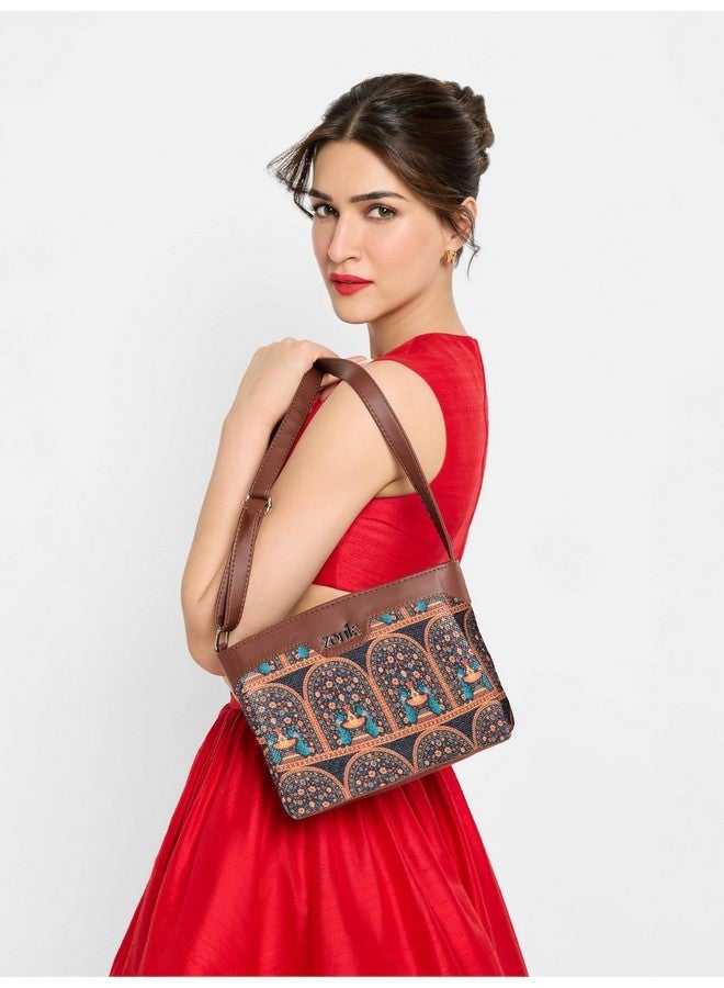 ZOUK حقيبة زوك هارموني سيلينغ | حقائب كروس بودي للنساء | حقائب يد نسائية | أنيقة | حقيبة مسائية من جلد نباتي | للاستخدام في السفر والمكتب | محفظة ومحفظة | طباعة ويف بيتش - Image 2