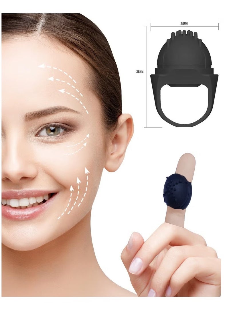 Pocket Mini Ring Face and Eye Massage Ball USB Rechargeable Fingertip Massager Black Facial Massager Facial Muscle Firming Anti-Aging Relieve Dark Circles Under Eyes Puffiness Fatigue - Image 1
