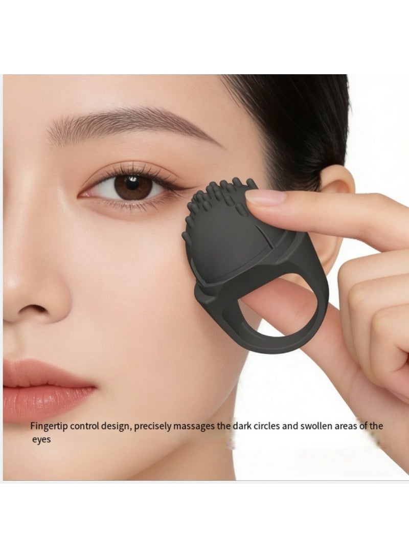 Pocket Mini Ring Face and Eye Massage Ball USB Rechargeable Fingertip Massager Black Facial Massager Facial Muscle Firming Anti-Aging Relieve Dark Circles Under Eyes Puffiness Fatigue - Image 3
