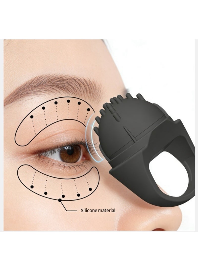 Pocket Mini Ring Face and Eye Massage Ball USB Rechargeable Fingertip Massager Black Facial Massager Facial Muscle Firming Anti-Aging Relieve Dark Circles Under Eyes Puffiness Fatigue - Image 4