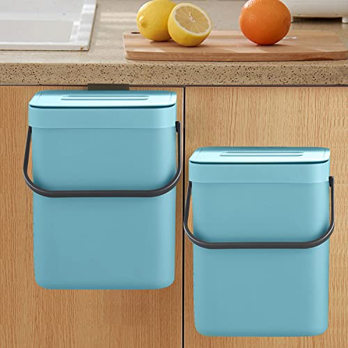 LALASTAR Small Trash Can with Lid, Compost Bin Indoor Kitchen Sealed Under Sink for Kitchen, Food Waste Bin for Countertop, Mountable Garbage Can for Bathroom, RV, 5L/1.3 Gal, Blue - Image 1